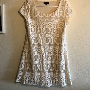 Cream short beautiful lace dress